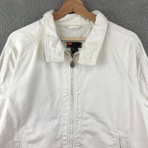 Men's Diesel Full Zip Bomber Jacket White Fraternity size L - Picture 3 of 15